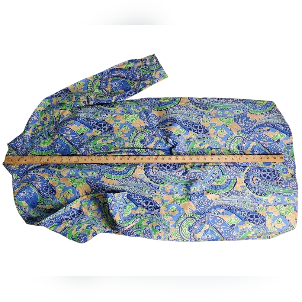J. McLaughlin Blue Green Paisley Shirt Dress - Picture 10 of 10